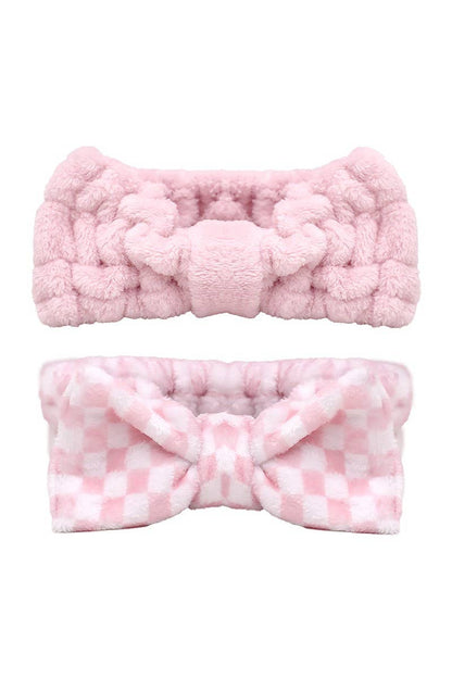 Duo de bandeaux pour cheveux en peluche - Rose