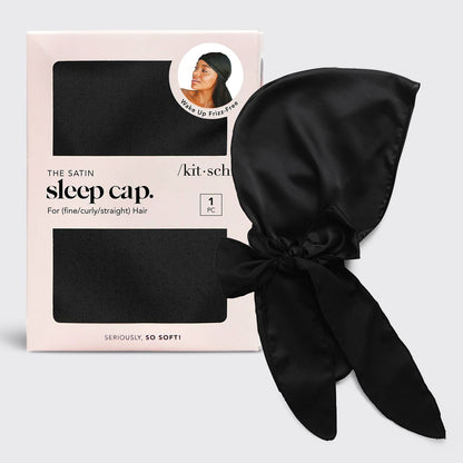 Bonnet de nuit en satin - noir