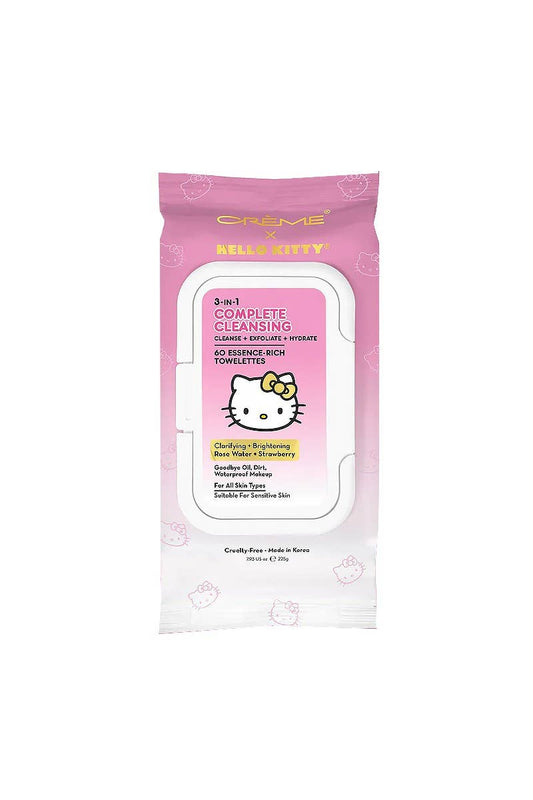 60 lingettes démaquillantes Hello Kitty à la rose et à la fraise