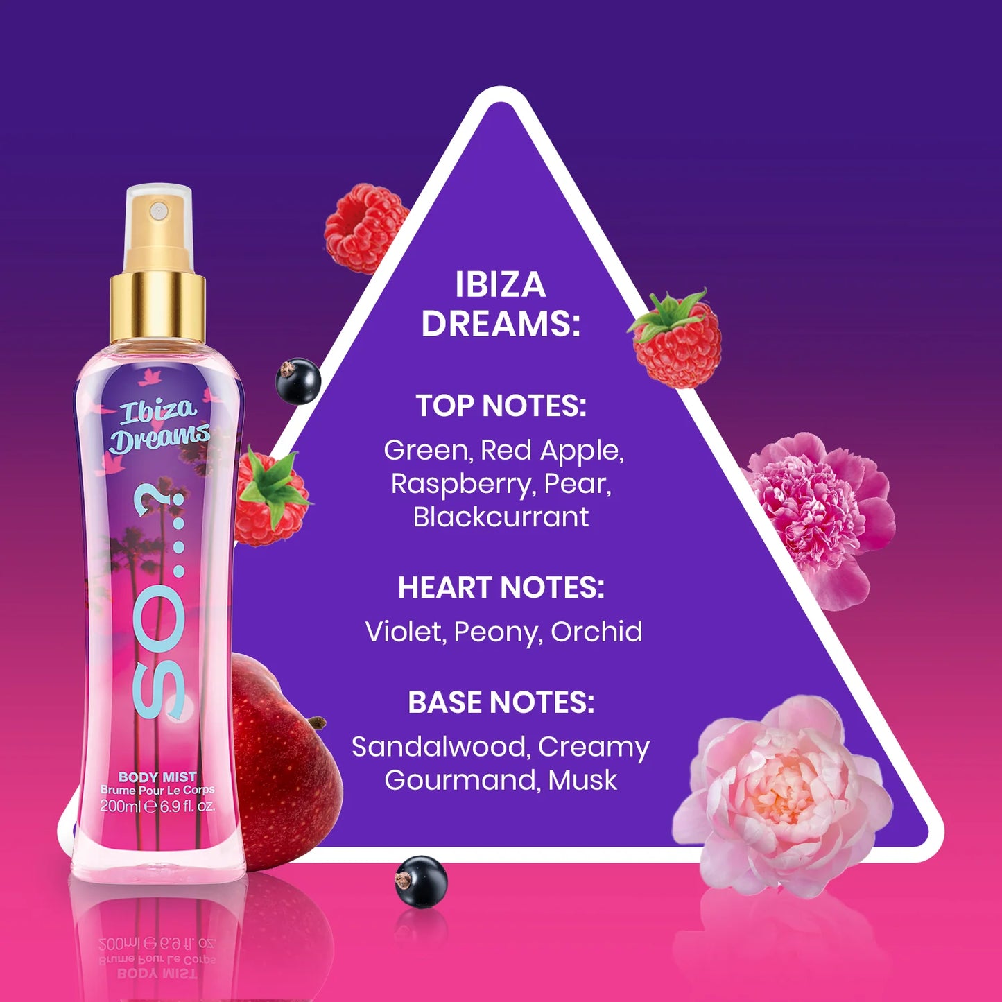 Brume Ibiza Dreams - Florale et fruits rouges - Fruits rouges, orchidée et musc - 200ml