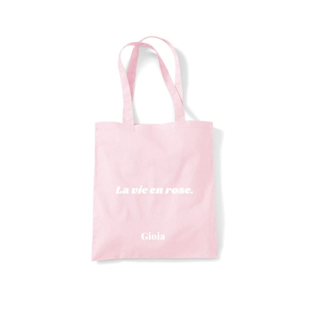 Tote bag rose pâle - La vie en rose