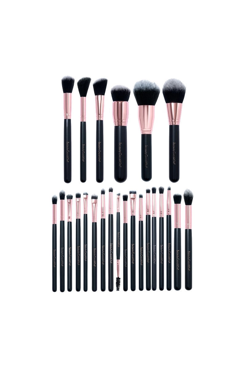 Lot de 24 pinceaux de maquillage avec un étui - Blanc ou rose