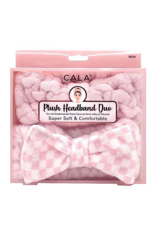 Duo de bandeaux pour cheveux en peluche - Rose