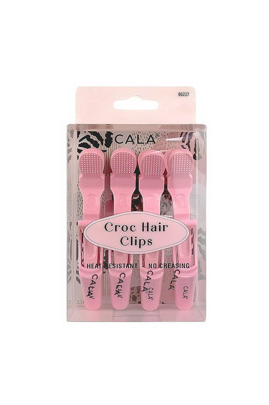 Lot de 4 pinces à cheveux en forme de crocodile rose pale